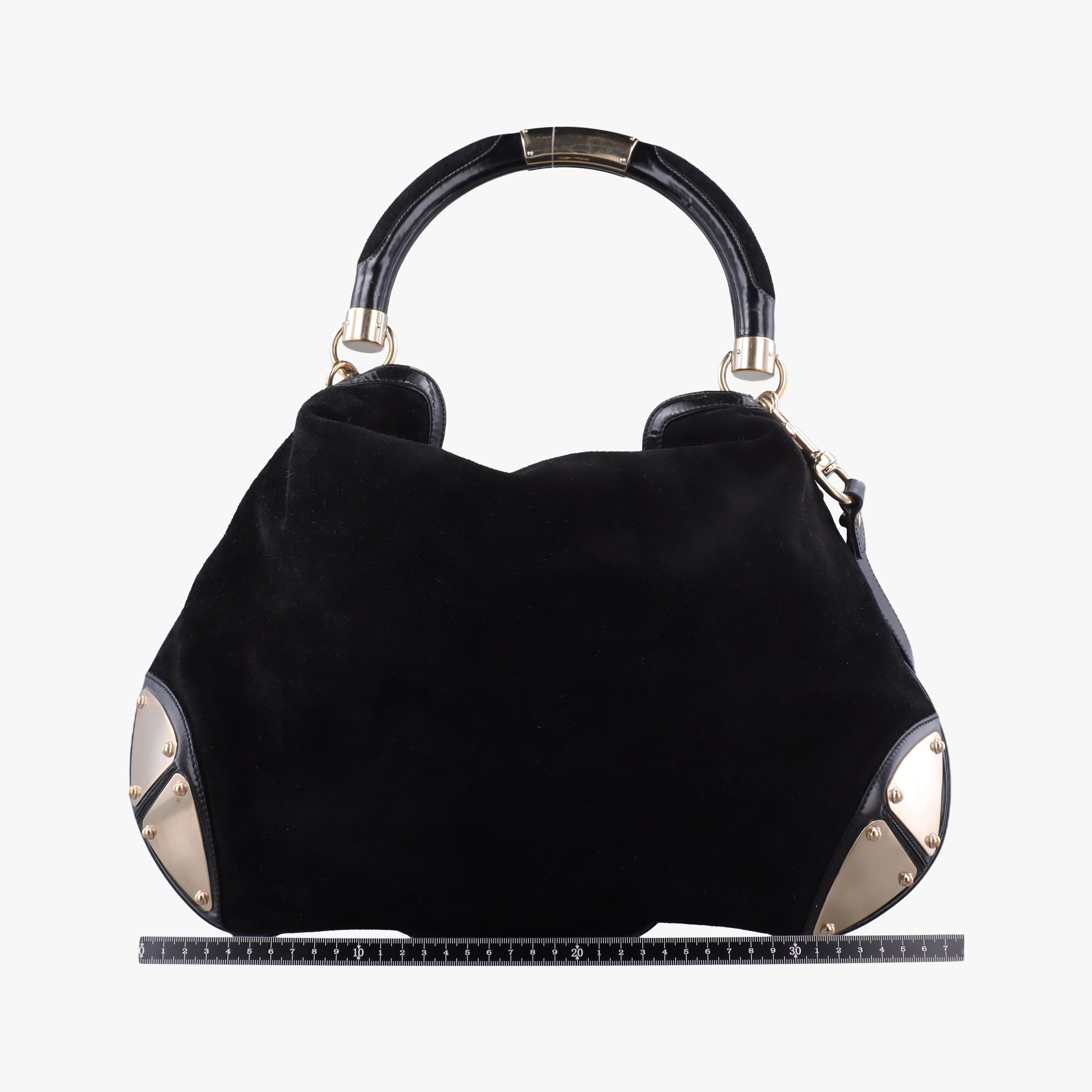 Pre-owned Gucci Bamboo Babouska Indy Hobo Black Suede 177088 shoulderbag | stylenewstar