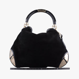 Pre-owned Gucci Bamboo Babouska Indy Hobo Black Suede 177088 shoulderbag | stylenewstar