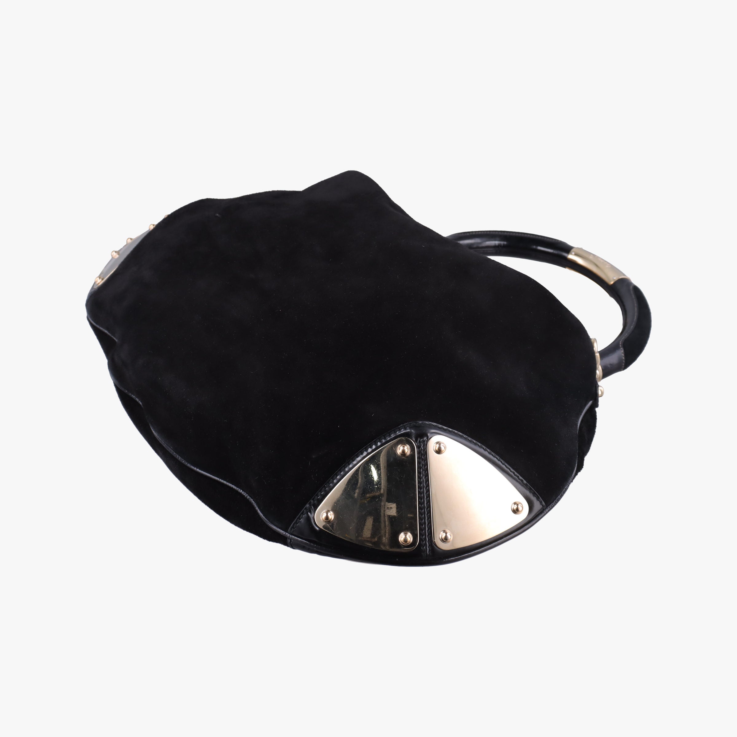 Pre-owned Gucci Bamboo Babouska Indy Hobo Black Suede 177088 shoulderbag | stylenewstar