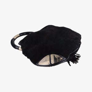 Pre-owned Gucci Bamboo Babouska Indy Hobo Black Suede 177088 shoulderbag | stylenewstar