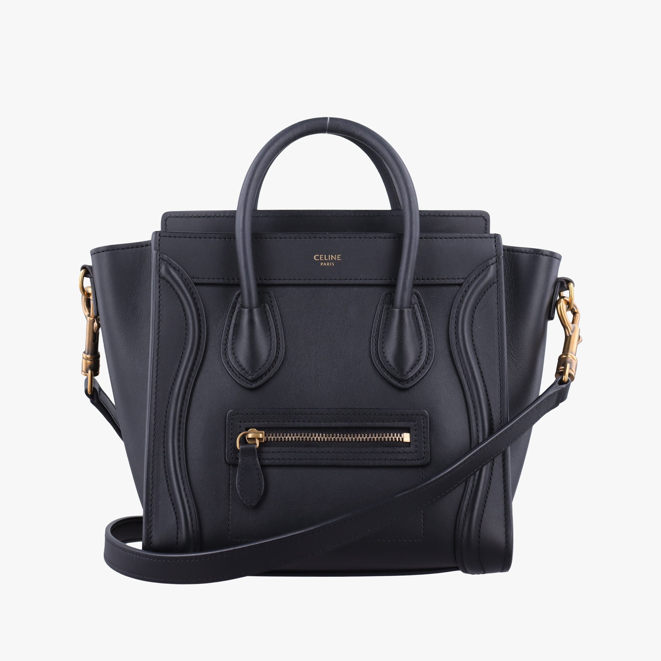 Pre-owned Celine luggage nano shopper Black Leather  shoulderbag | stylenewstar