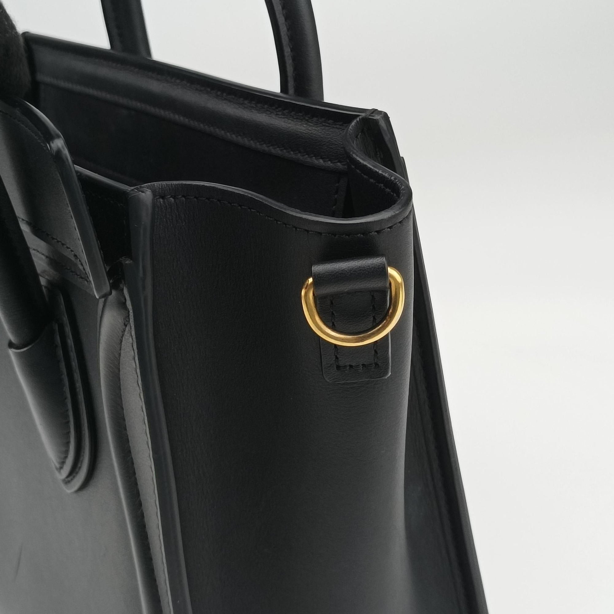 Pre-owned Celine luggage nano shopper Black Leather  shoulderbag | stylenewstar