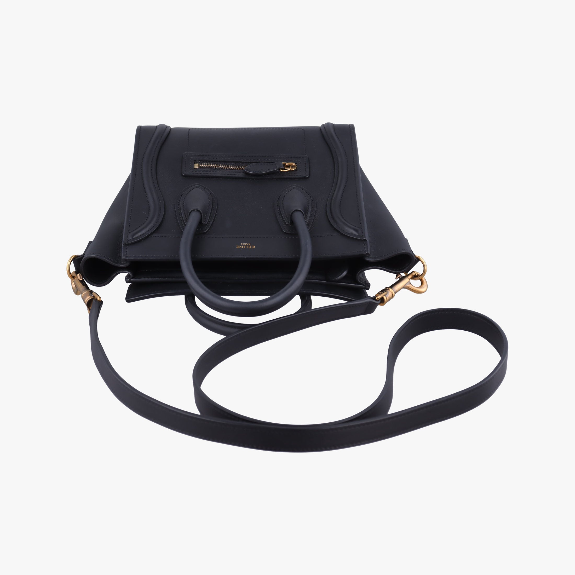 Pre-owned Celine luggage nano shopper Black Leather  shoulderbag | stylenewstar