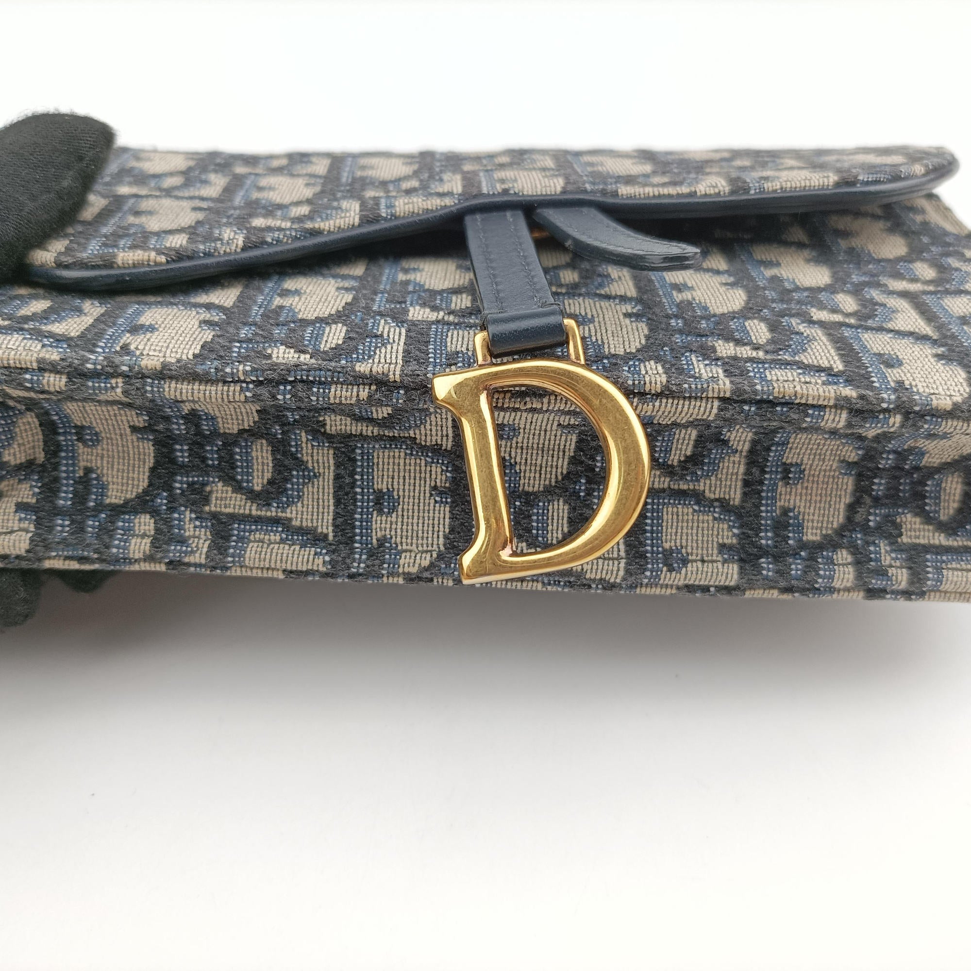 Pre-owned Christian Dior Saddle Navy×Gray jacquard  bum bag/waist bag | stylenewstar
