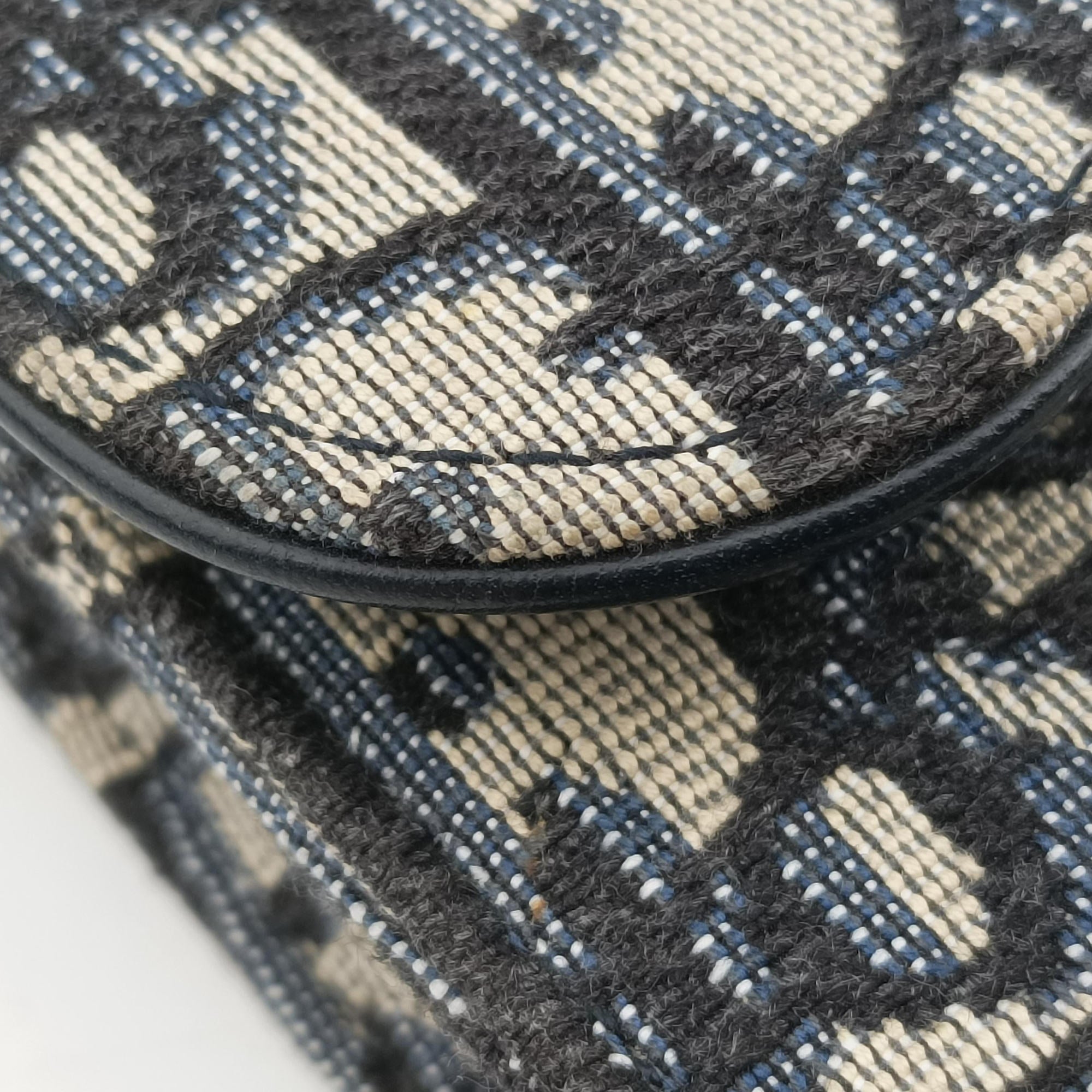 Pre-owned Christian Dior Saddle Navy×Gray jacquard  bum bag/waist bag | stylenewstar