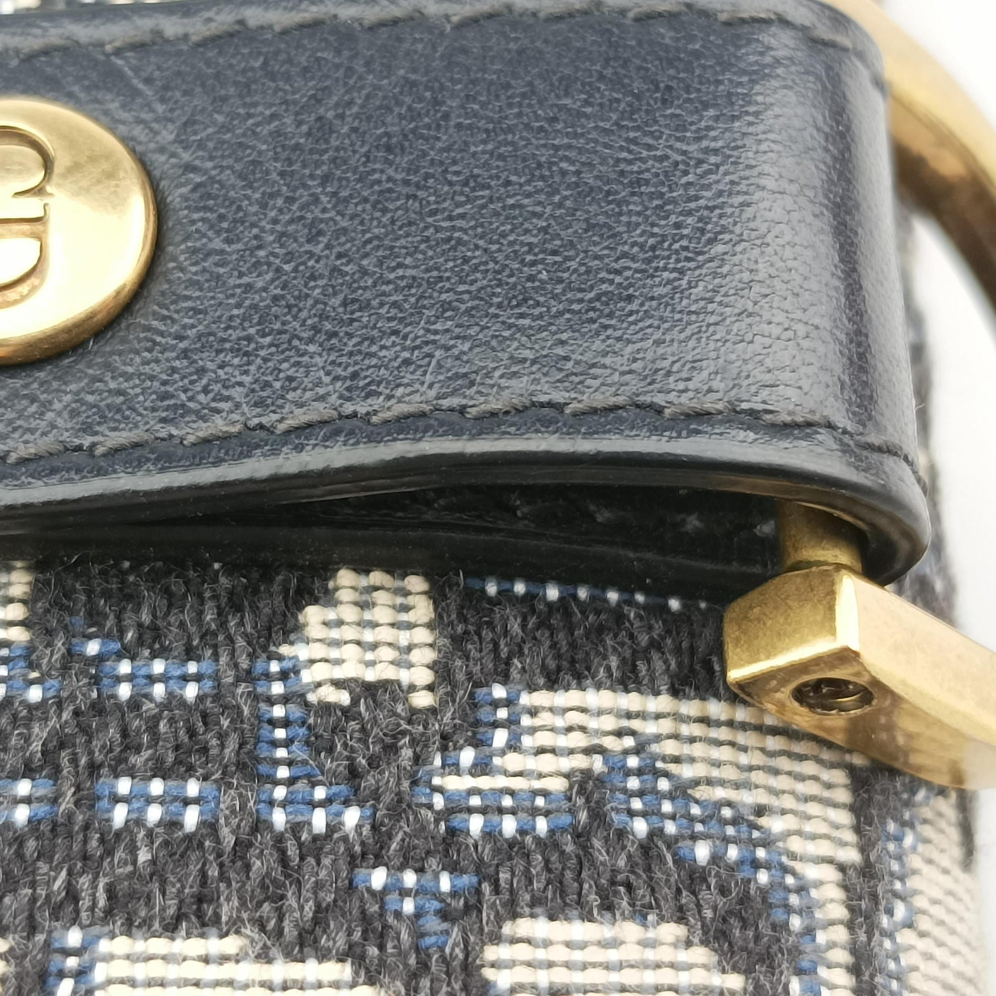 Pre-owned Christian Dior Saddle Navy×Gray jacquard  bum bag/waist bag | stylenewstar