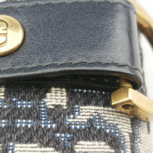 Pre-owned Christian Dior Saddle Navy×Gray jacquard  bum bag/waist bag | stylenewstar