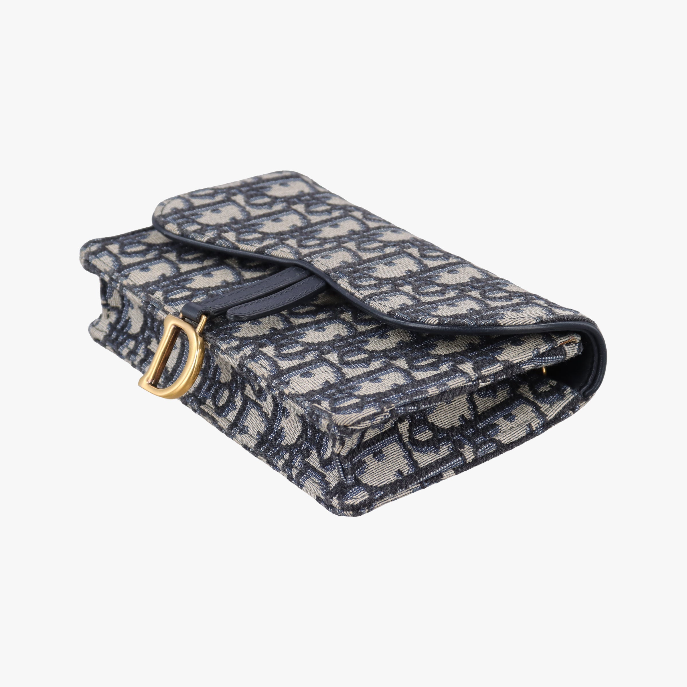 Pre-owned Christian Dior Saddle Navy×Gray jacquard  bum bag/waist bag | stylenewstar