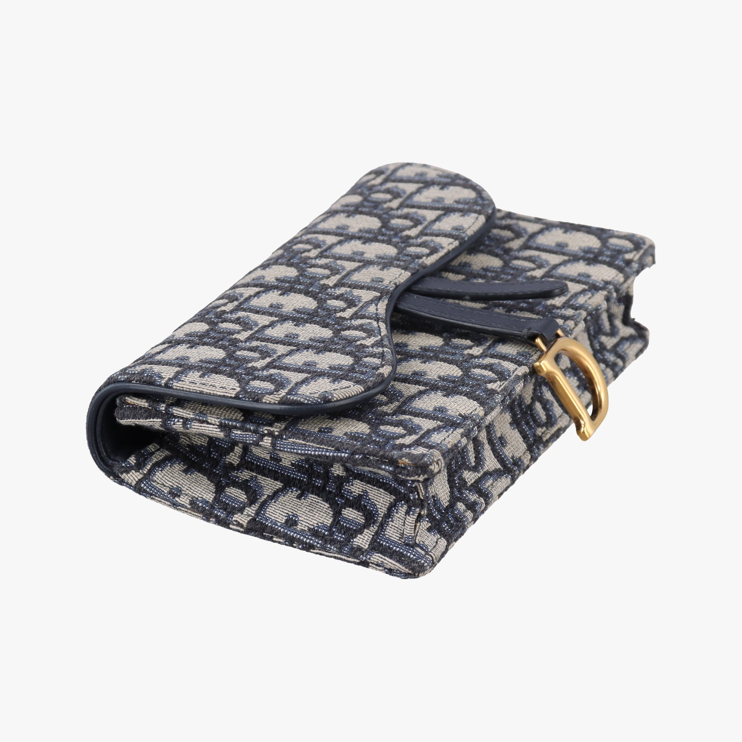 Pre-owned Christian Dior Saddle Navy×Gray jacquard  bum bag/waist bag | stylenewstar