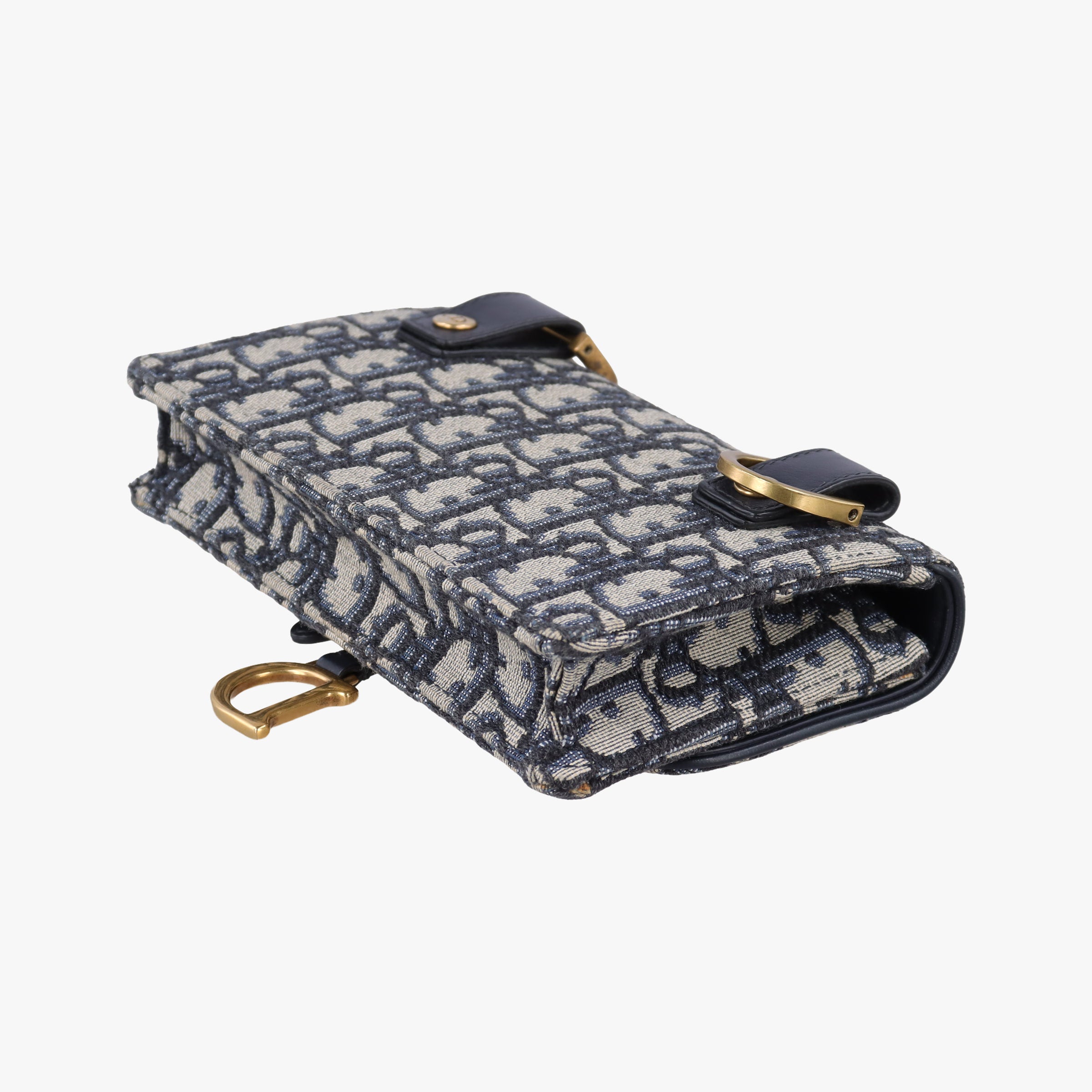 Pre-owned Christian Dior Saddle Navy×Gray jacquard  bum bag/waist bag | stylenewstar