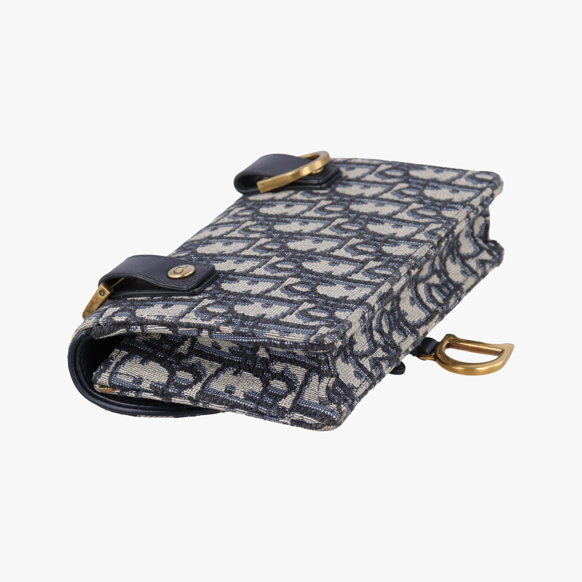 Pre-owned Christian Dior Saddle Navy×Gray jacquard  bum bag/waist bag | stylenewstar