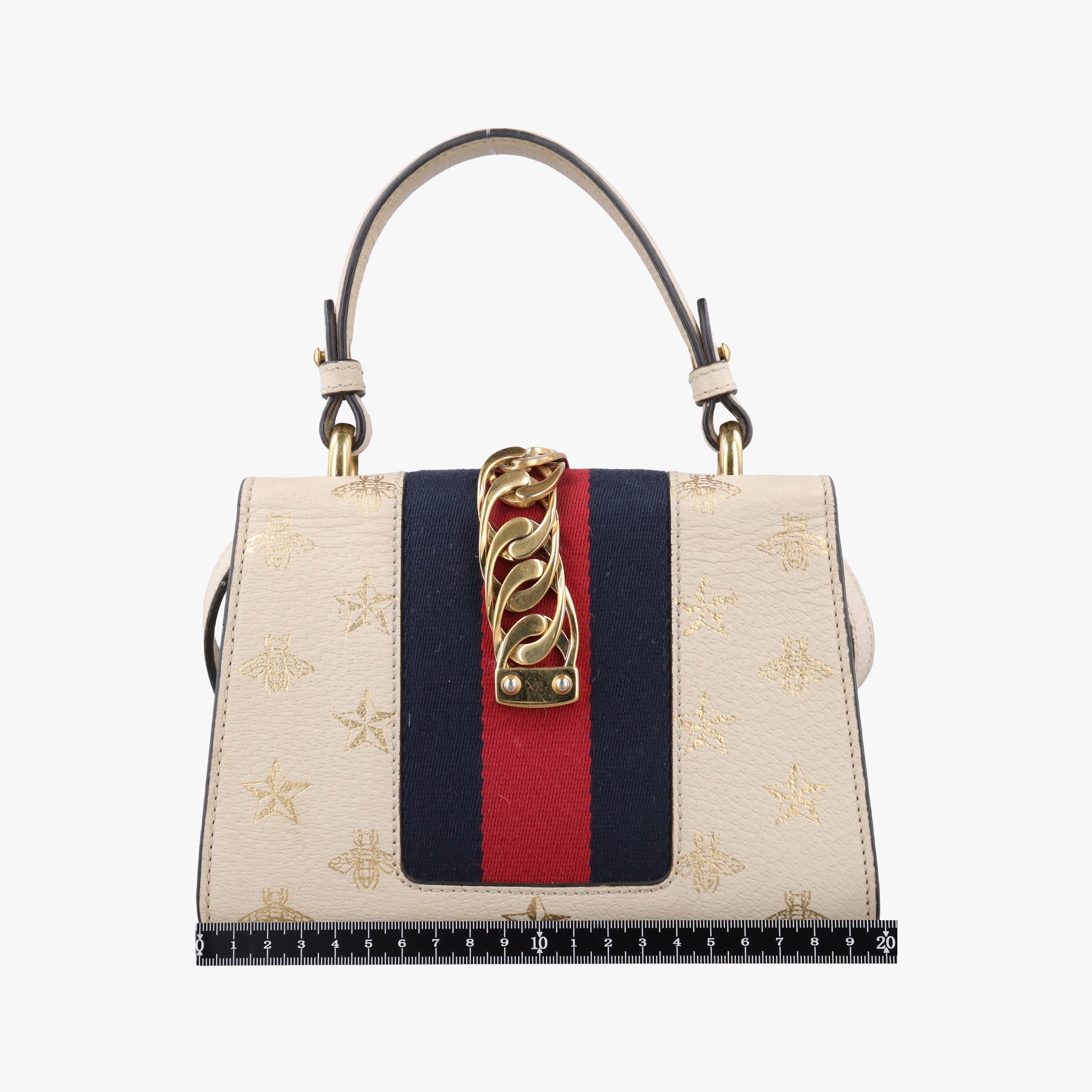 Pre-owned Gucci Sylvie White×black×red Leather 470270 shoulderbag | stylenewstar