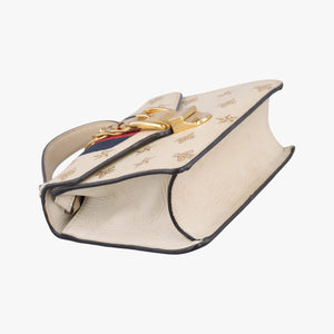 Pre-owned Gucci Sylvie White×black×red Leather 470270 shoulderbag | stylenewstar