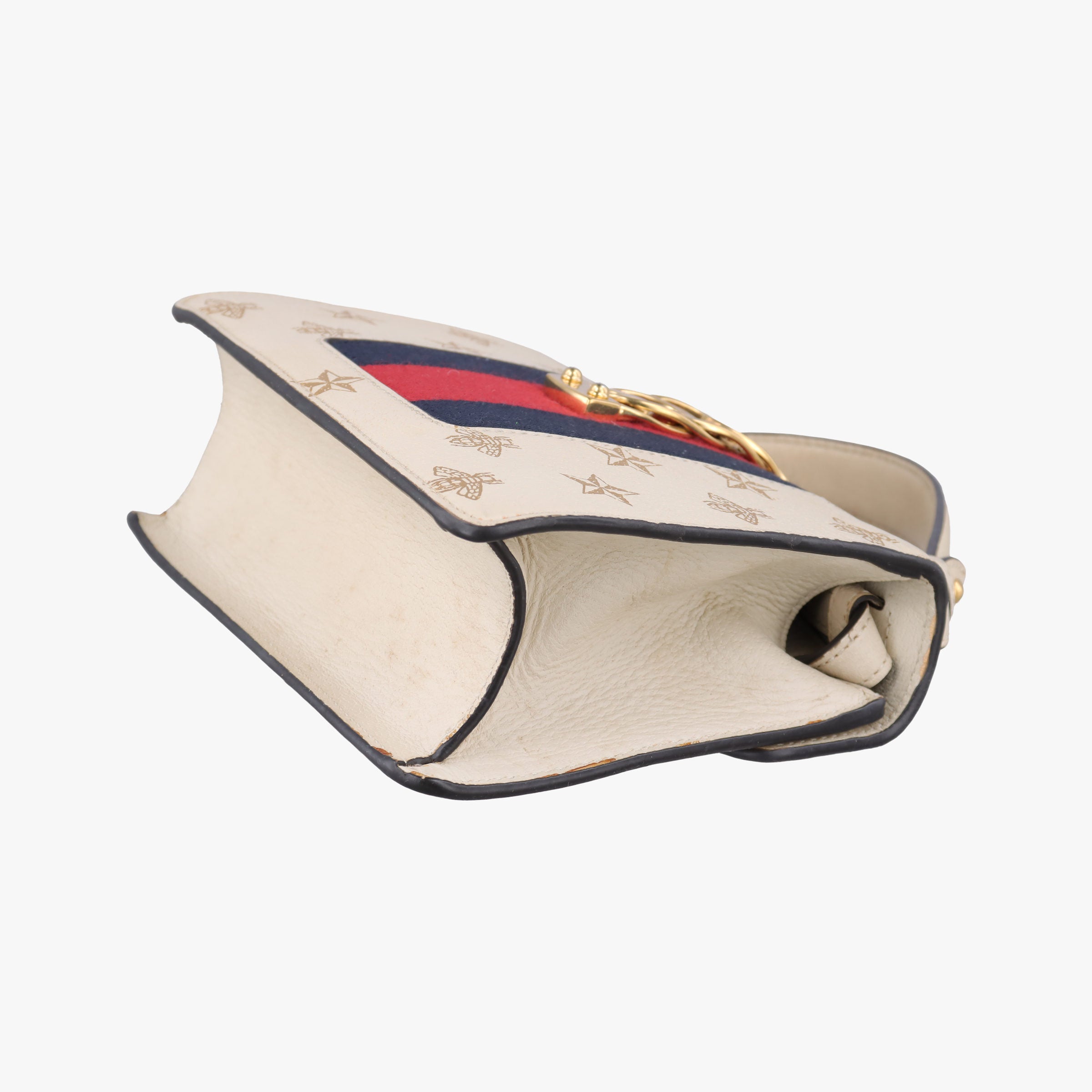 Pre-owned Gucci Sylvie White×black×red Leather 470270 shoulderbag | stylenewstar