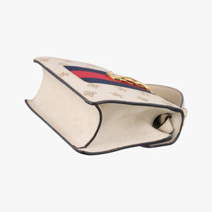 Pre-owned Gucci Sylvie White×black×red Leather 470270 shoulderbag | stylenewstar