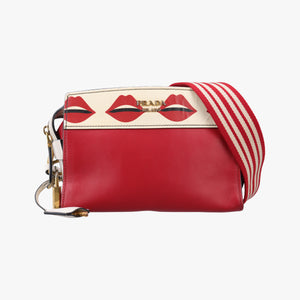 Secondhand Prada lip print Esplanade Red×white Leather 1BH043 shoulderbag | stylenewstar