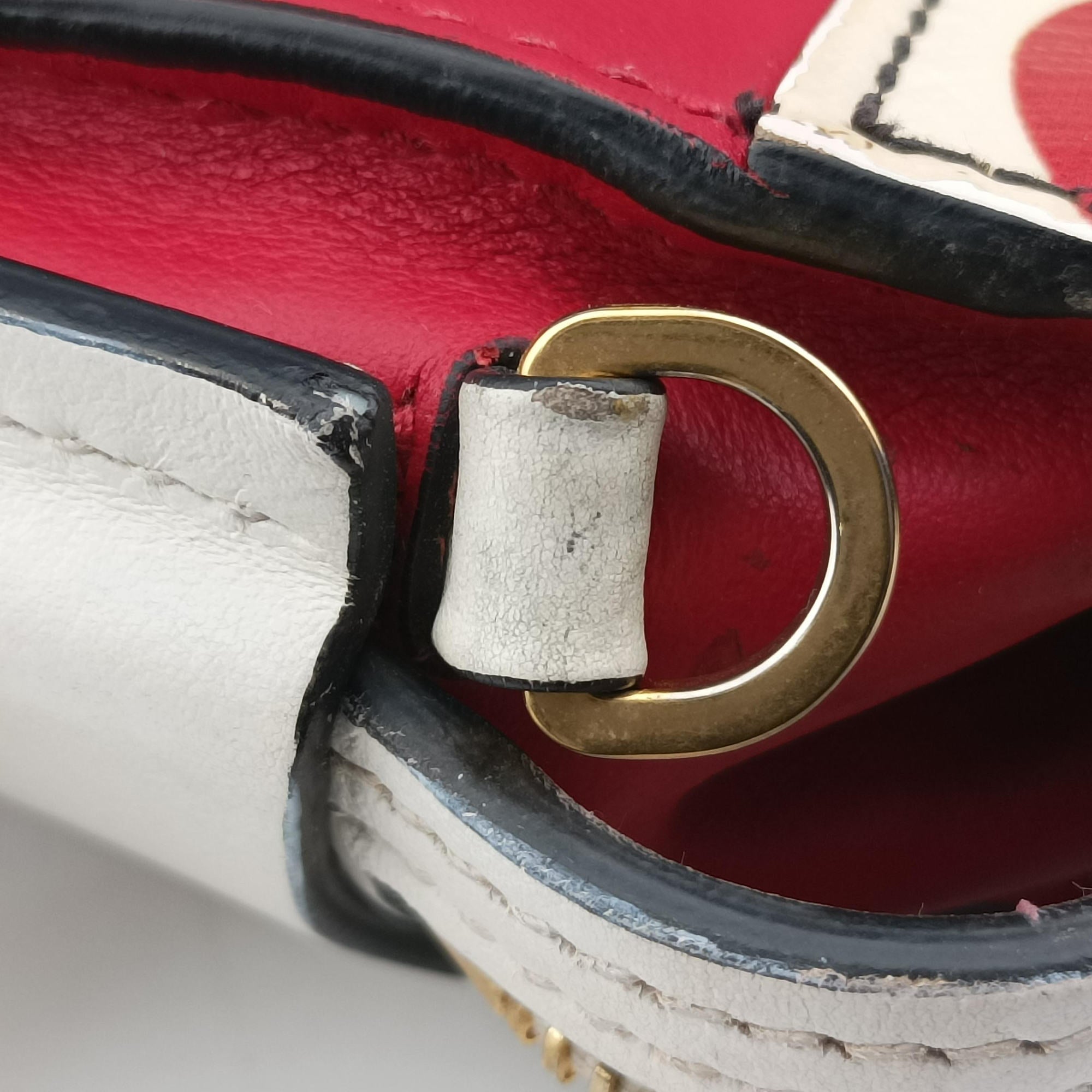 Secondhand Prada lip print Esplanade Red×white Leather 1BH043 shoulderbag | stylenewstar