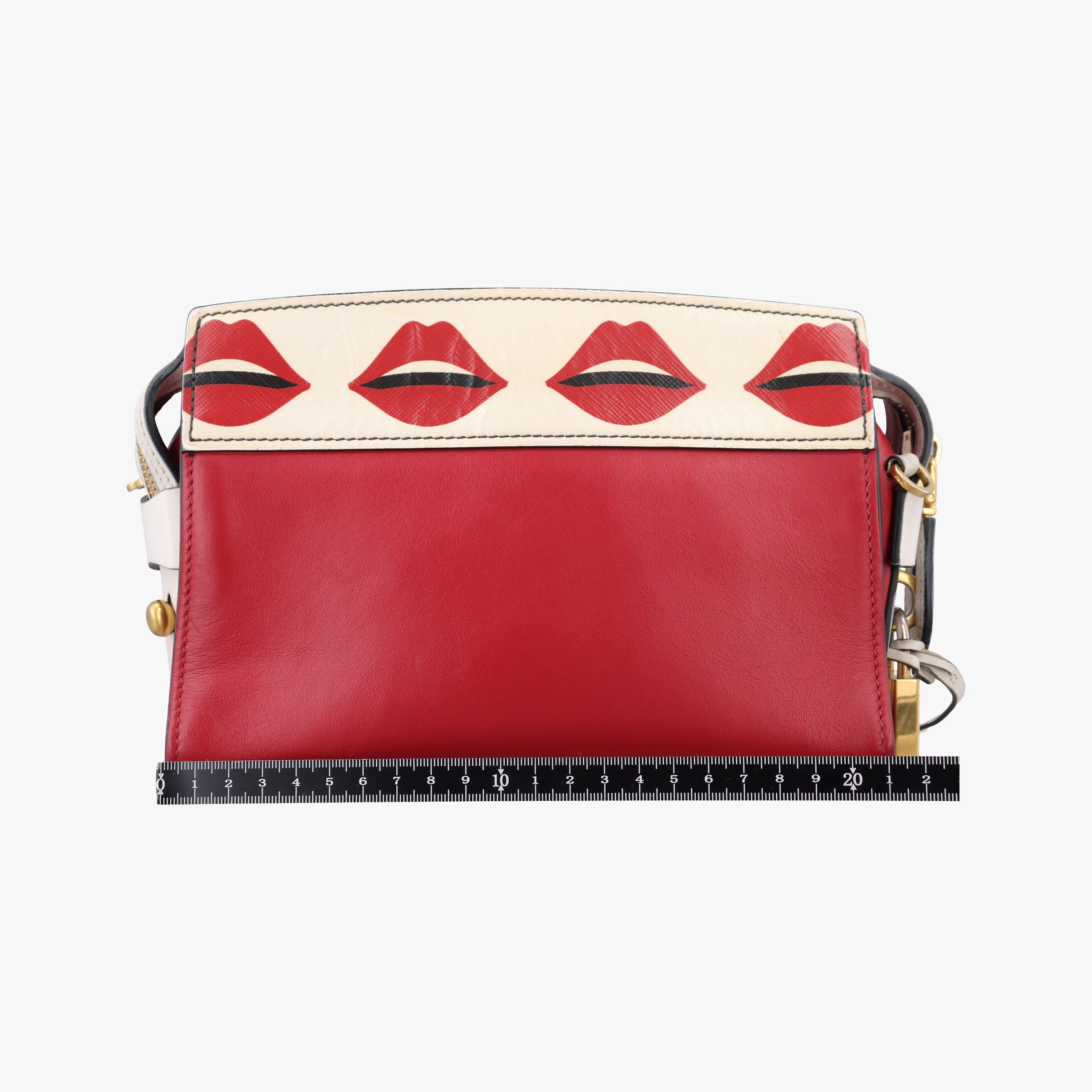 Secondhand Prada lip print Esplanade Red×white Leather 1BH043 shoulderbag | stylenewstar
