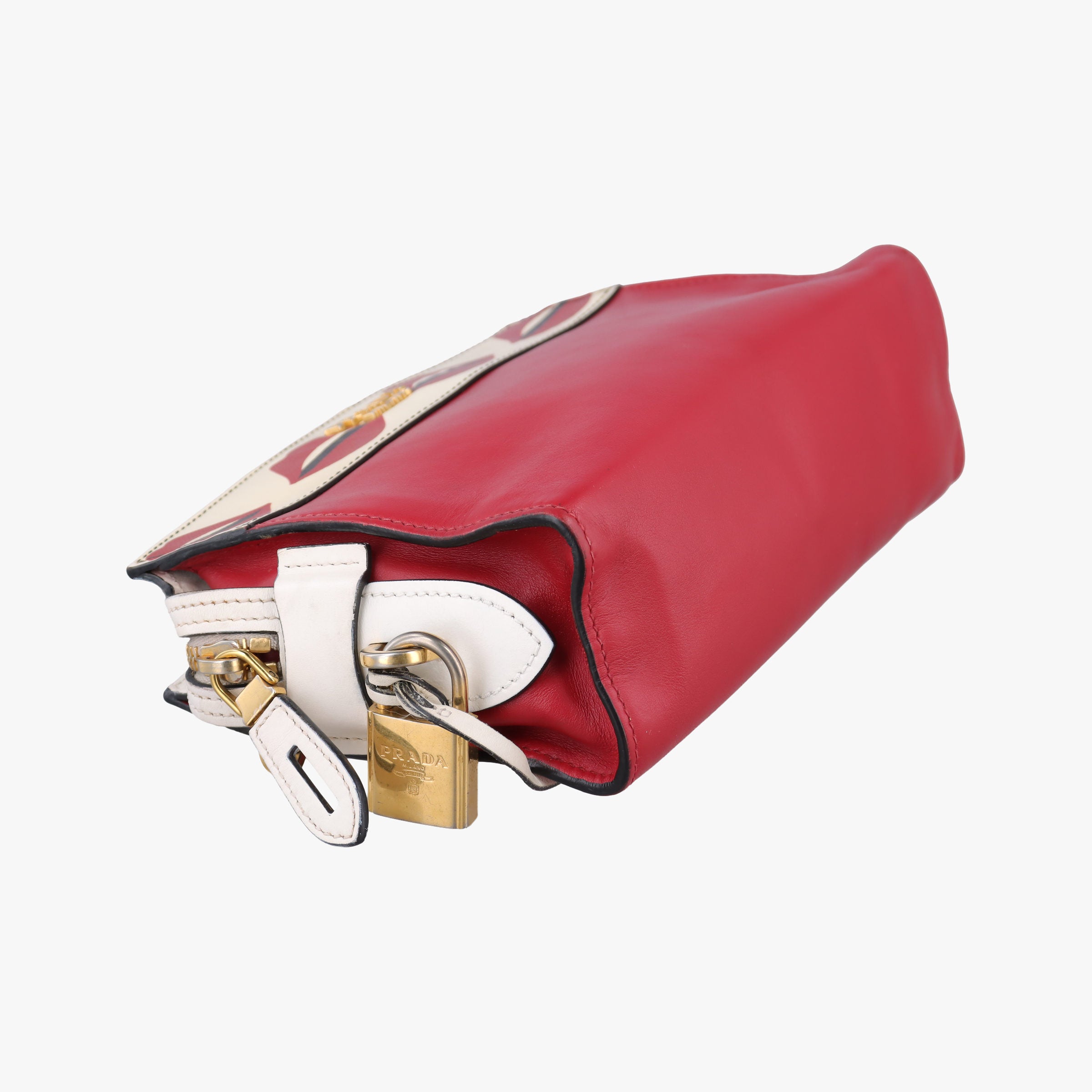 Secondhand Prada lip print Esplanade Red×white Leather 1BH043 shoulderbag | stylenewstar