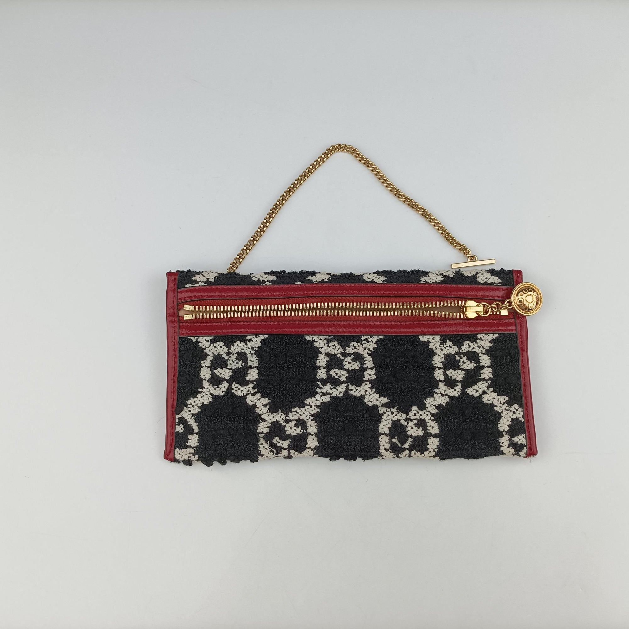 Vintage Gucci Rajah Black × Red × Multi Tweed × Leather 537219 shoulderbag | stylenewstar