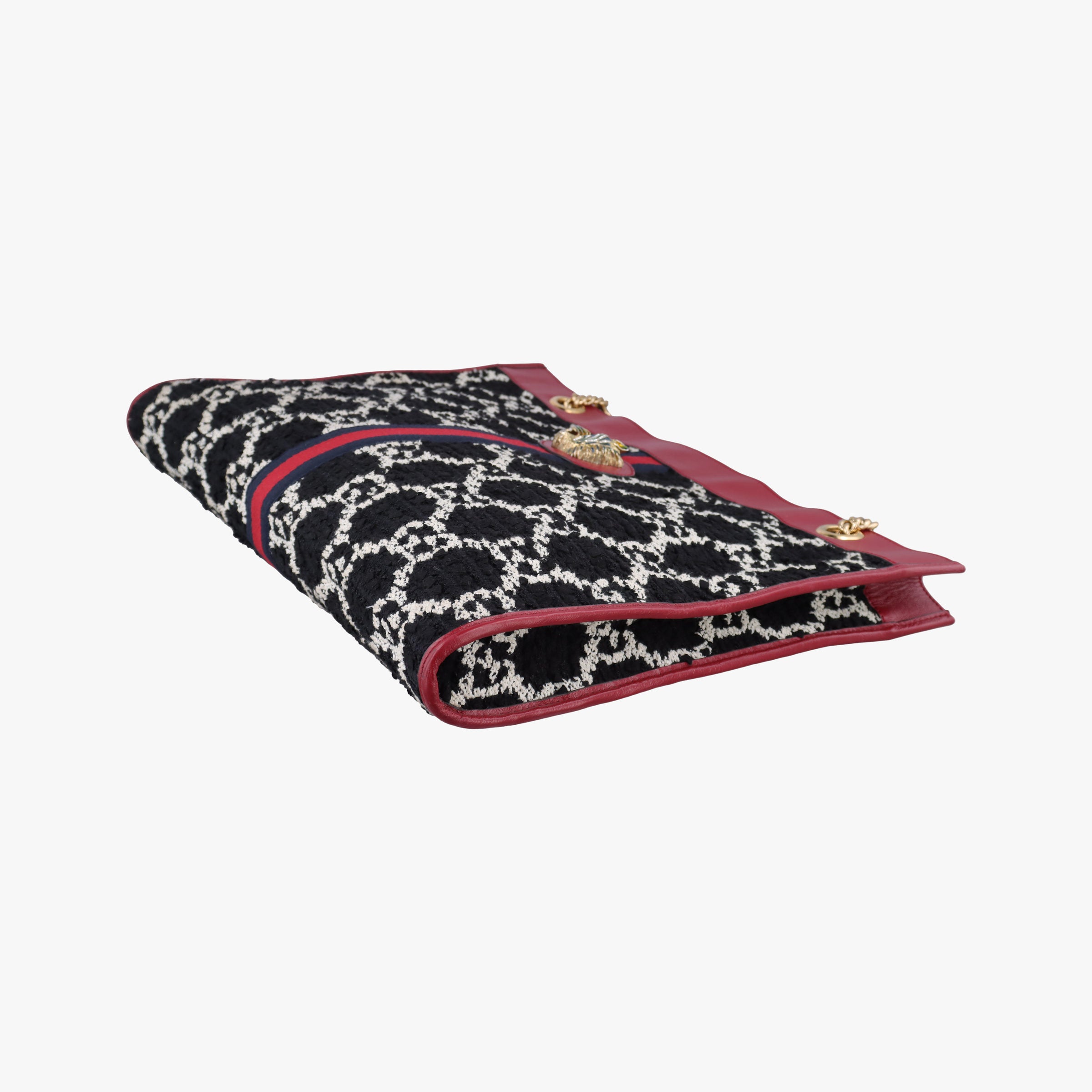 Vintage Gucci Rajah Black × Red × Multi Tweed × Leather 537219 shoulderbag | stylenewstar