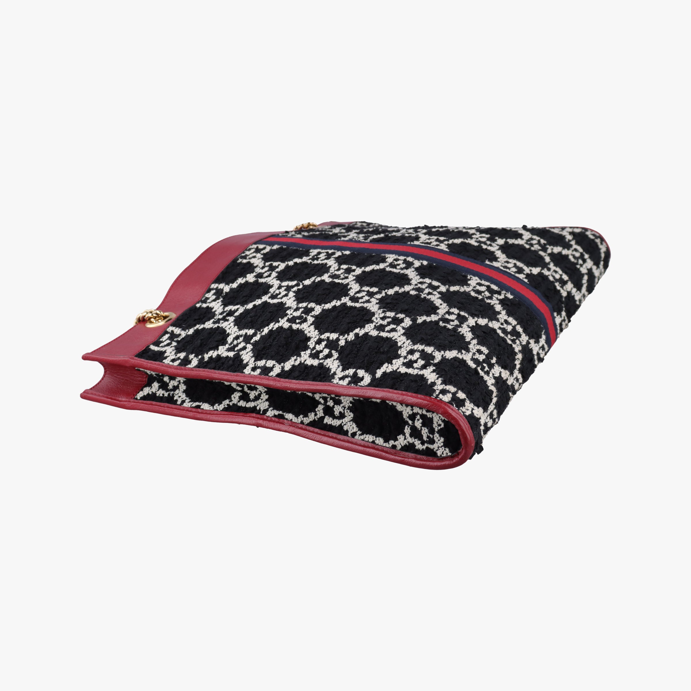 Vintage Gucci Rajah Black × Red × Multi Tweed × Leather 537219 shoulderbag | stylenewstar