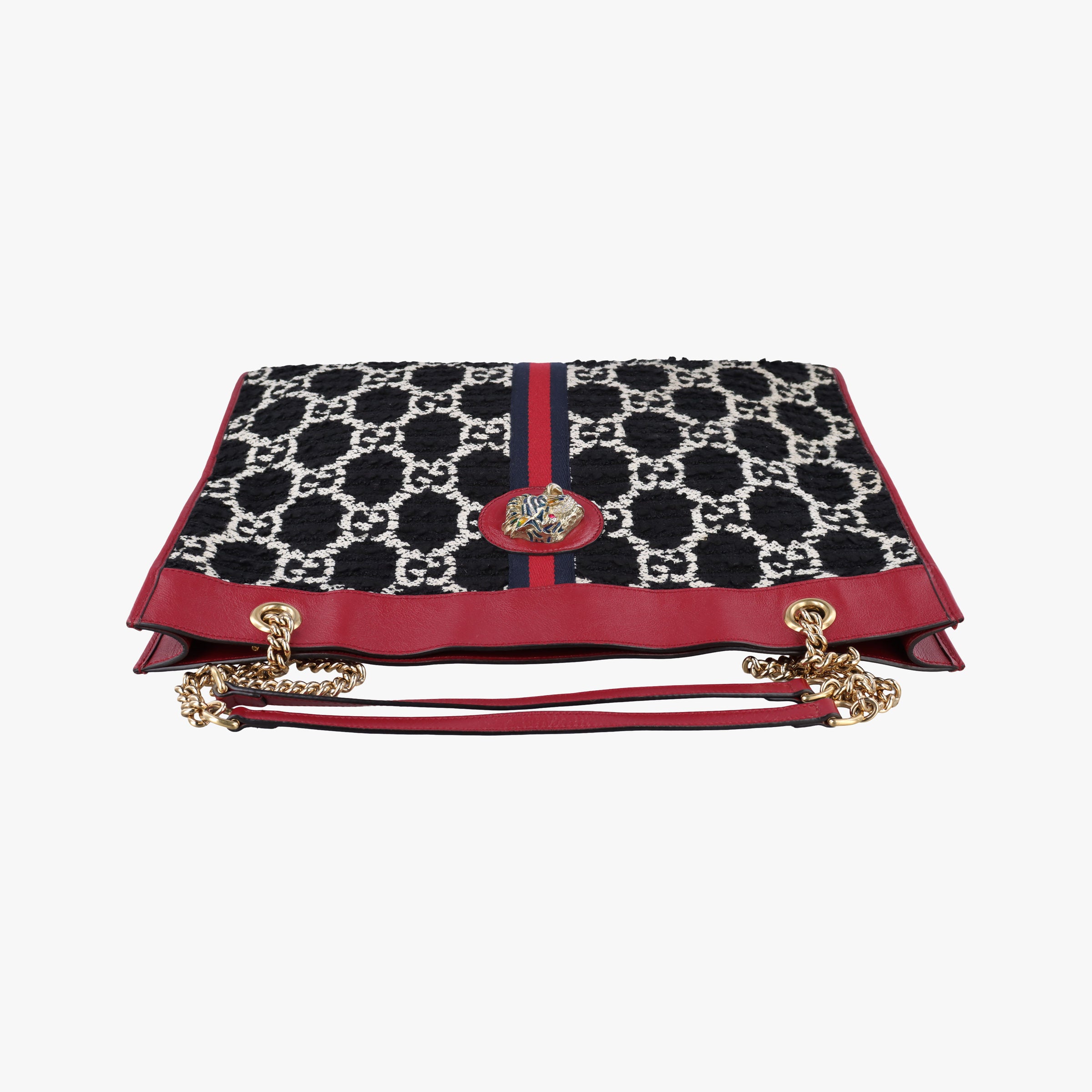 Vintage Gucci Rajah Black × Red × Multi Tweed × Leather 537219 shoulderbag | stylenewstar