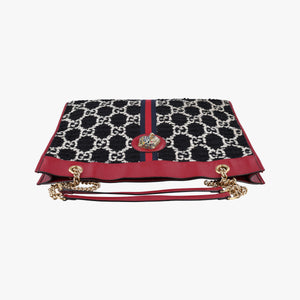 Vintage Gucci Rajah Black × Red × Multi Tweed × Leather 537219 shoulderbag | stylenewstar