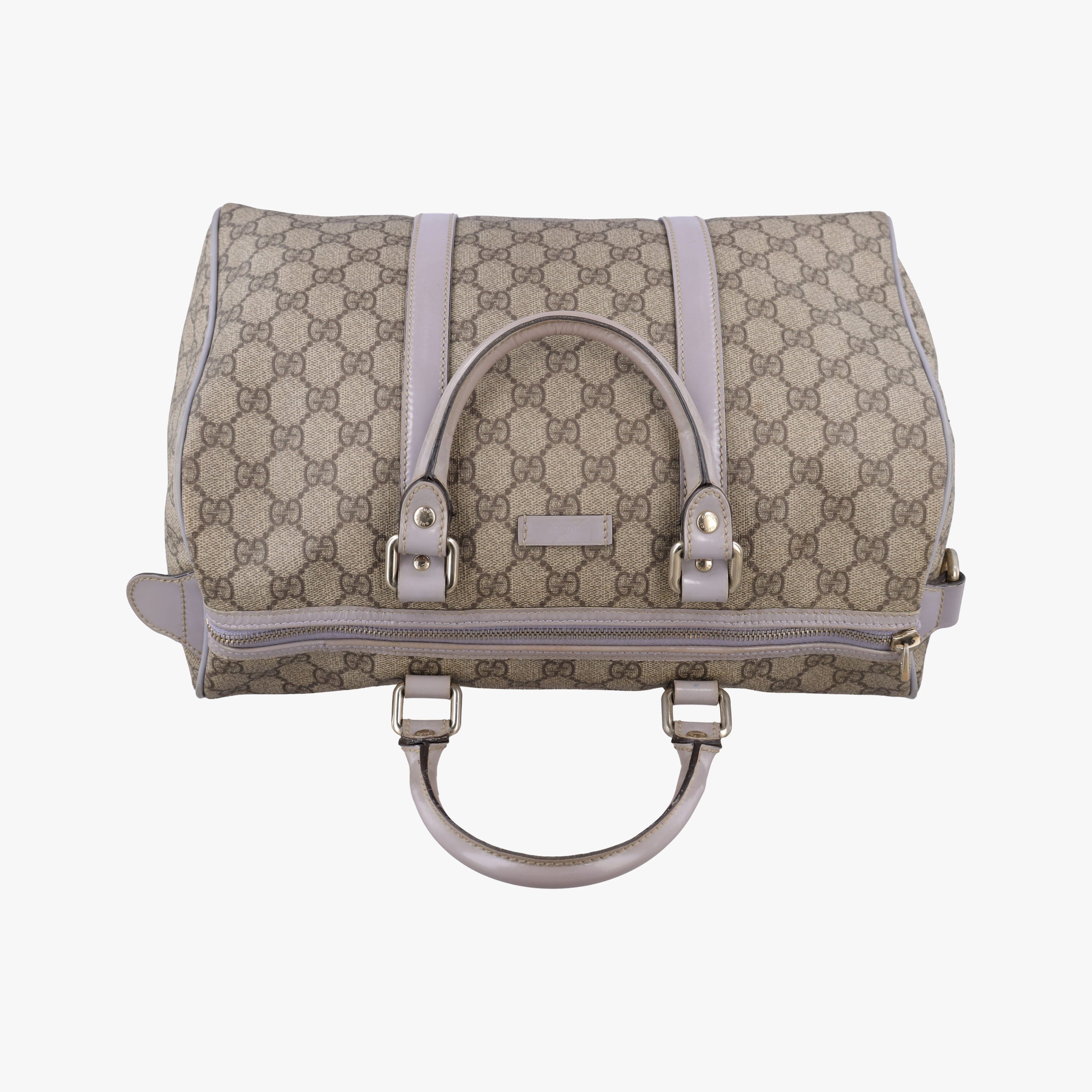 Vintage Gucci GG plus Spring Joy GG Supreme beige×purple PVC coated canvas×patent 193603 handbag | stylenewstar