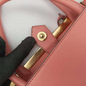 Pre-owned Fendi Petite 2 JOURS Pink Leather 8BH253 shoulderbag | stylenewstar