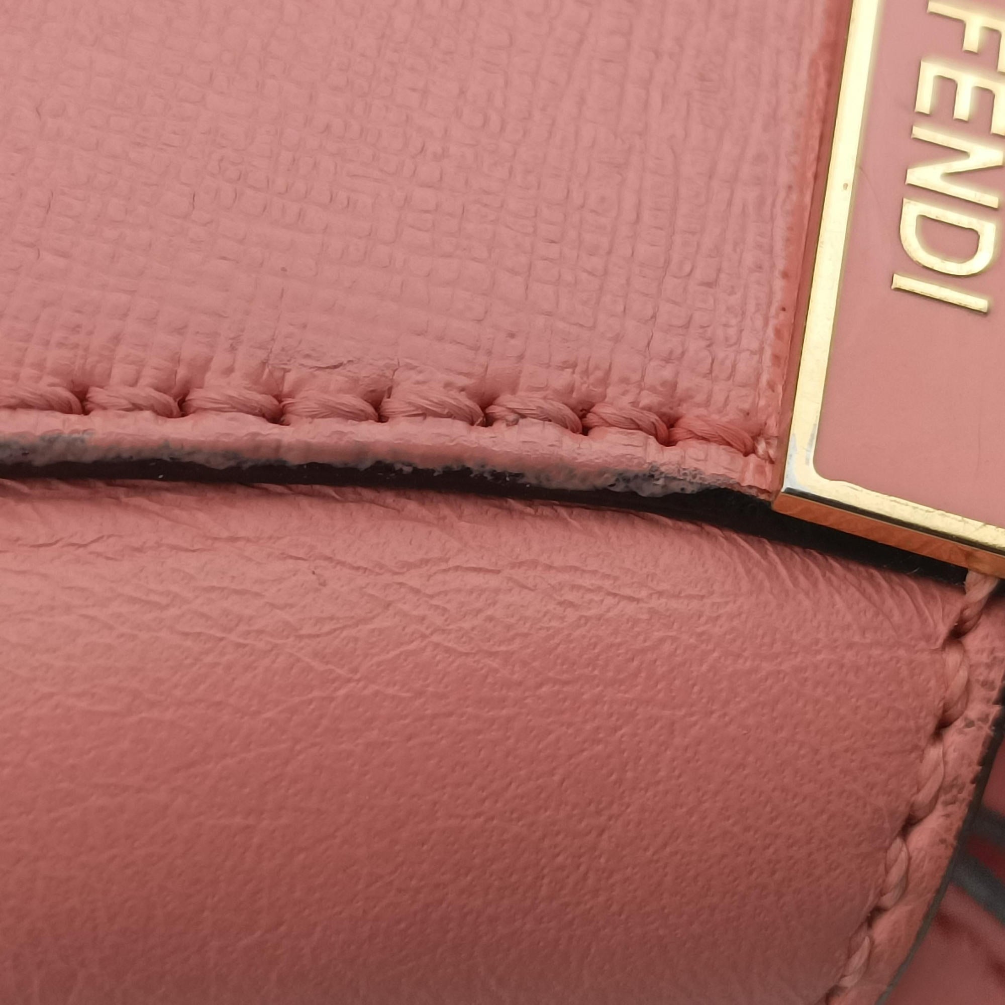 Pre-owned Fendi Petite 2 JOURS Pink Leather 8BH253 shoulderbag | stylenewstar