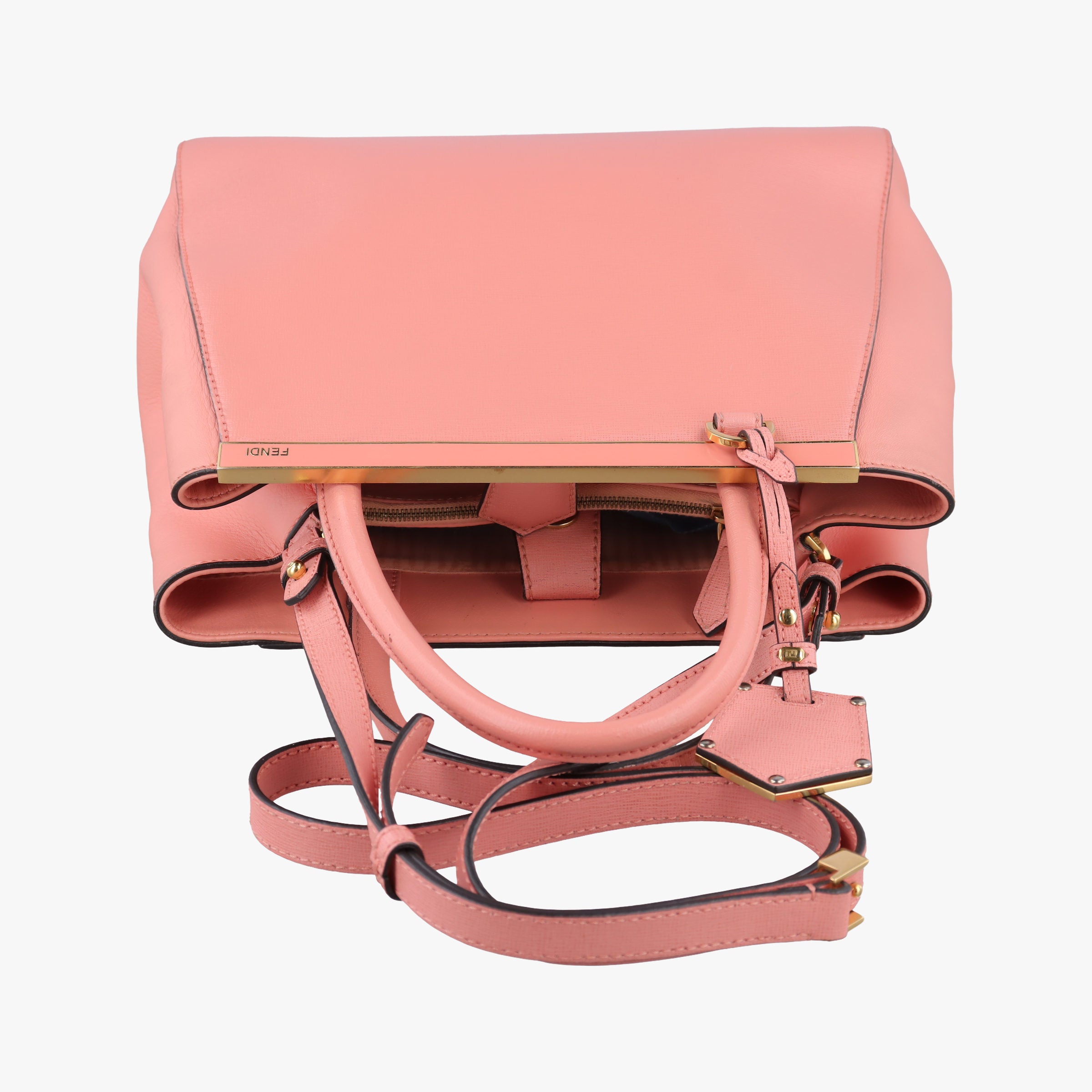 Pre-owned Fendi Petite 2 JOURS Pink Leather 8BH253 shoulderbag | stylenewstar