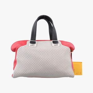 Pre-owned Fendi Chameleon Coral Red×Light Gray×Black  Leather 8BL114 handbag | stylenewstar