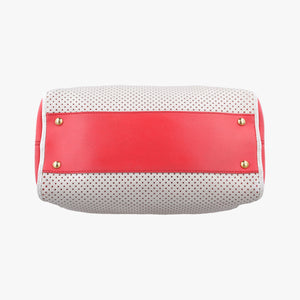 Pre-owned Fendi Chameleon Coral Red×Light Gray×Black  Leather 8BL114 handbag | stylenewstar