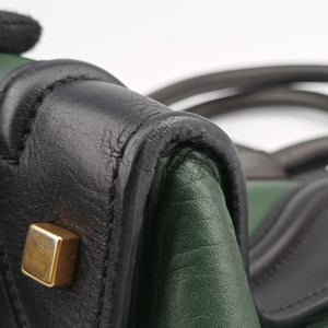 Pre-owned Celine Luggage Mini Shopper Green×black Leather  handbag | stylenewstar