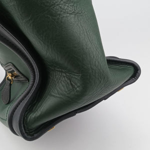 Pre-owned Celine Luggage Mini Shopper Green×black Leather  handbag | stylenewstar