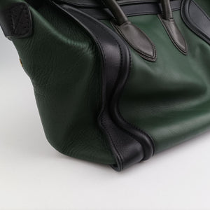 Pre-owned Celine Luggage Mini Shopper Green×black Leather  handbag | stylenewstar