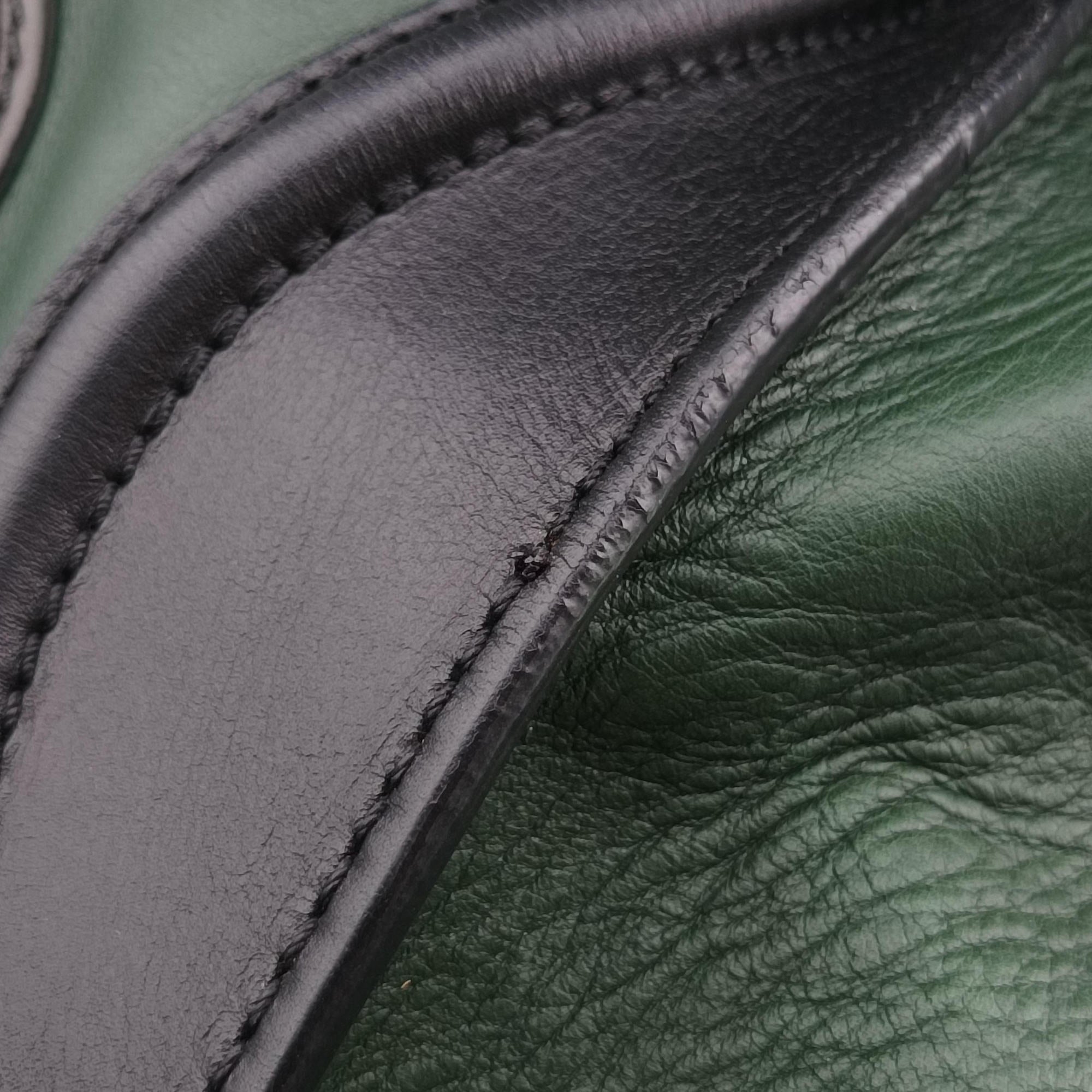Pre-owned Celine Luggage Mini Shopper Green×black Leather  handbag | stylenewstar