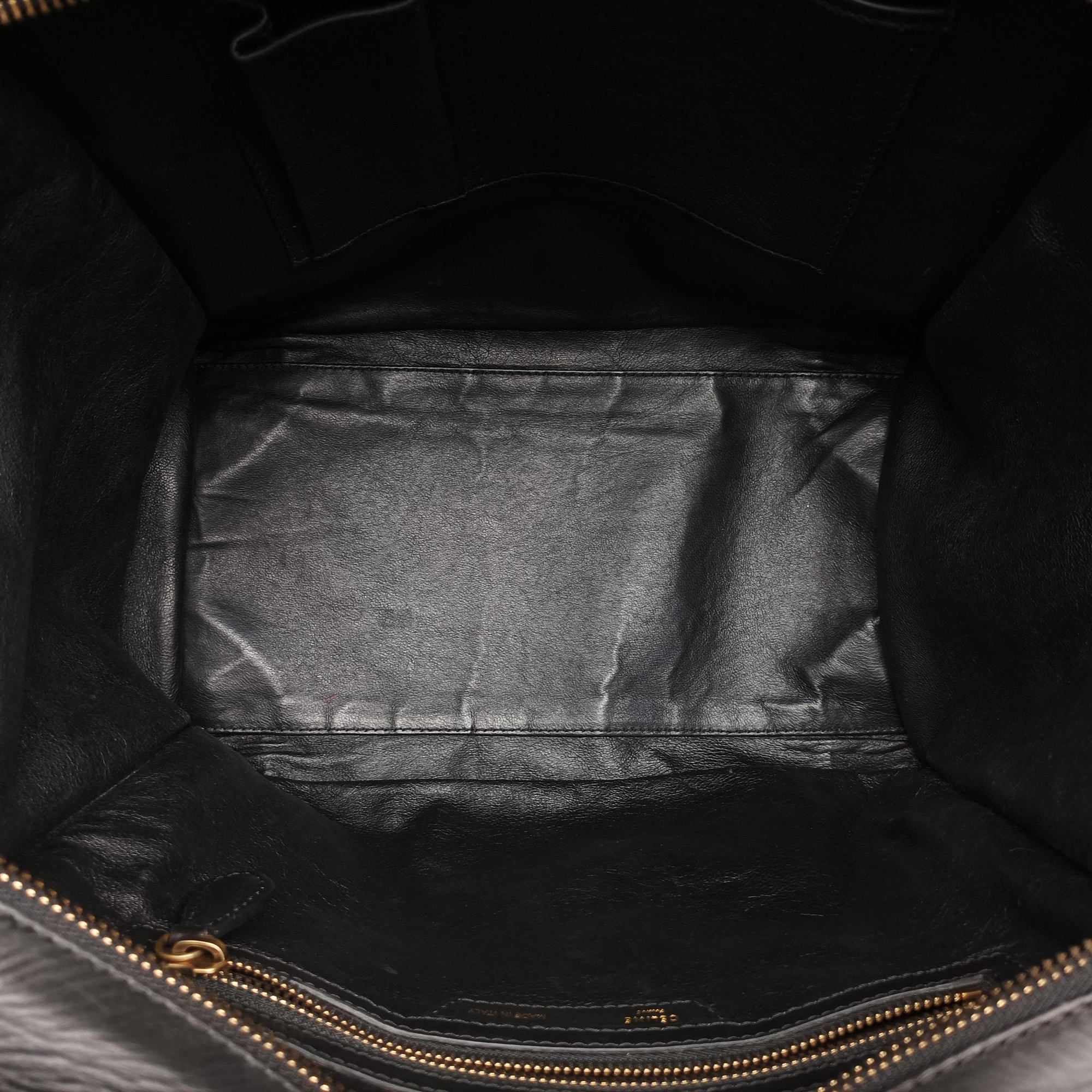 Pre-owned Celine Luggage Mini Shopper Green×black Leather  handbag | stylenewstar