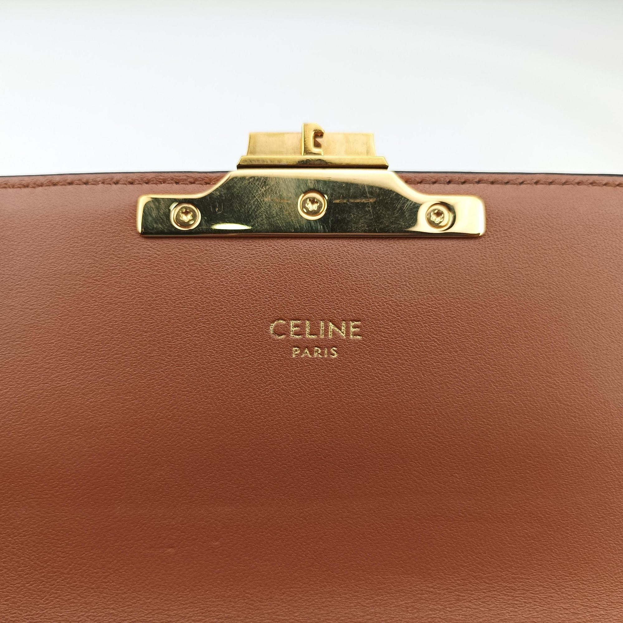 Pre-owned Celine Claude TRIOMPHE Brown PVC coated canvas  shoulderbag | stylenewstar
