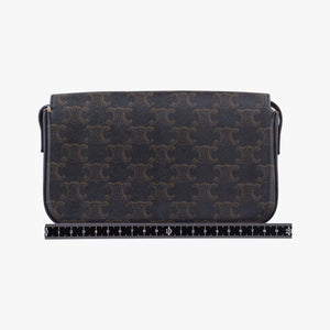 Pre-owned Celine Claude TRIOMPHE Brown PVC coated canvas  shoulderbag | stylenewstar
