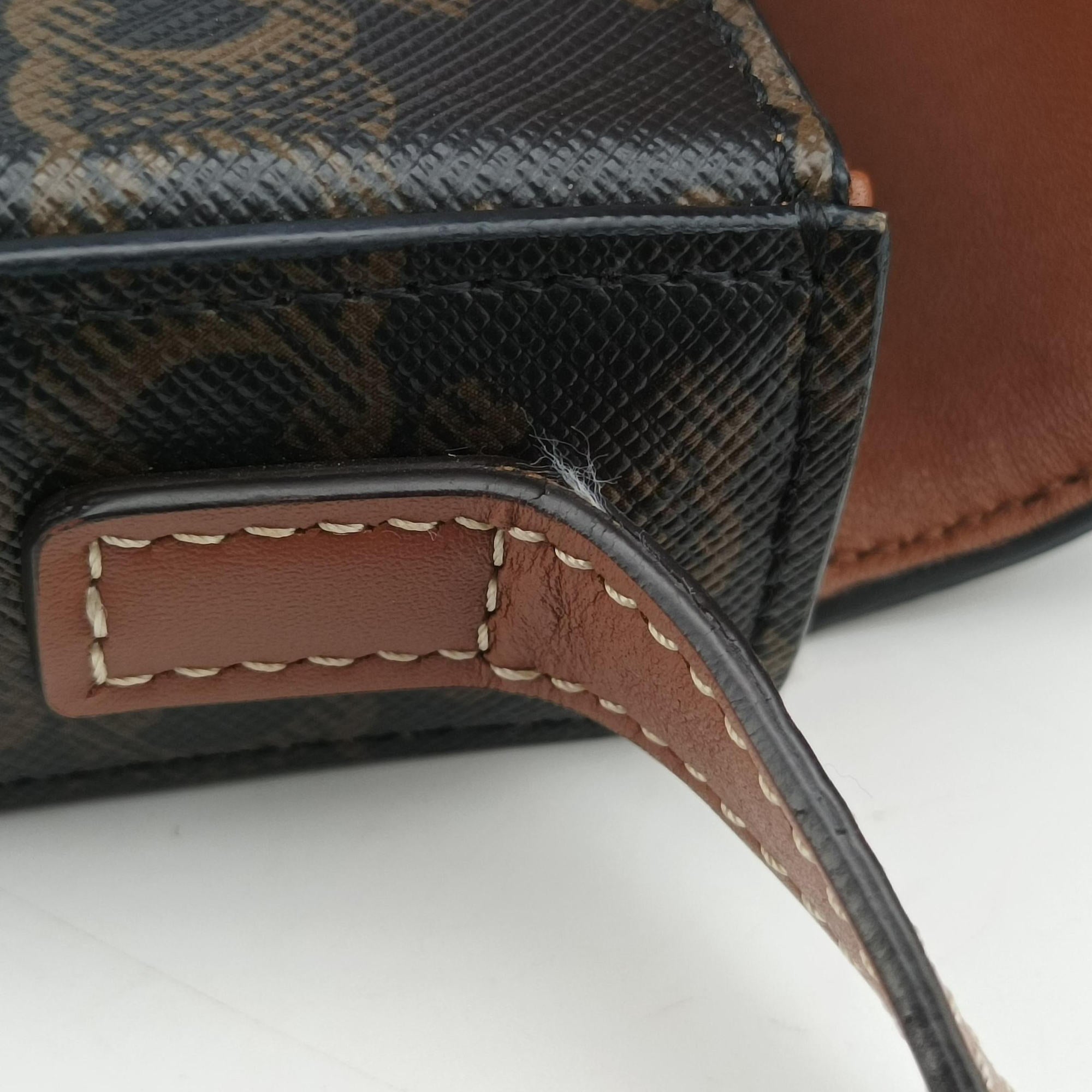 Pre-owned Celine Claude TRIOMPHE Brown PVC coated canvas  shoulderbag | stylenewstar