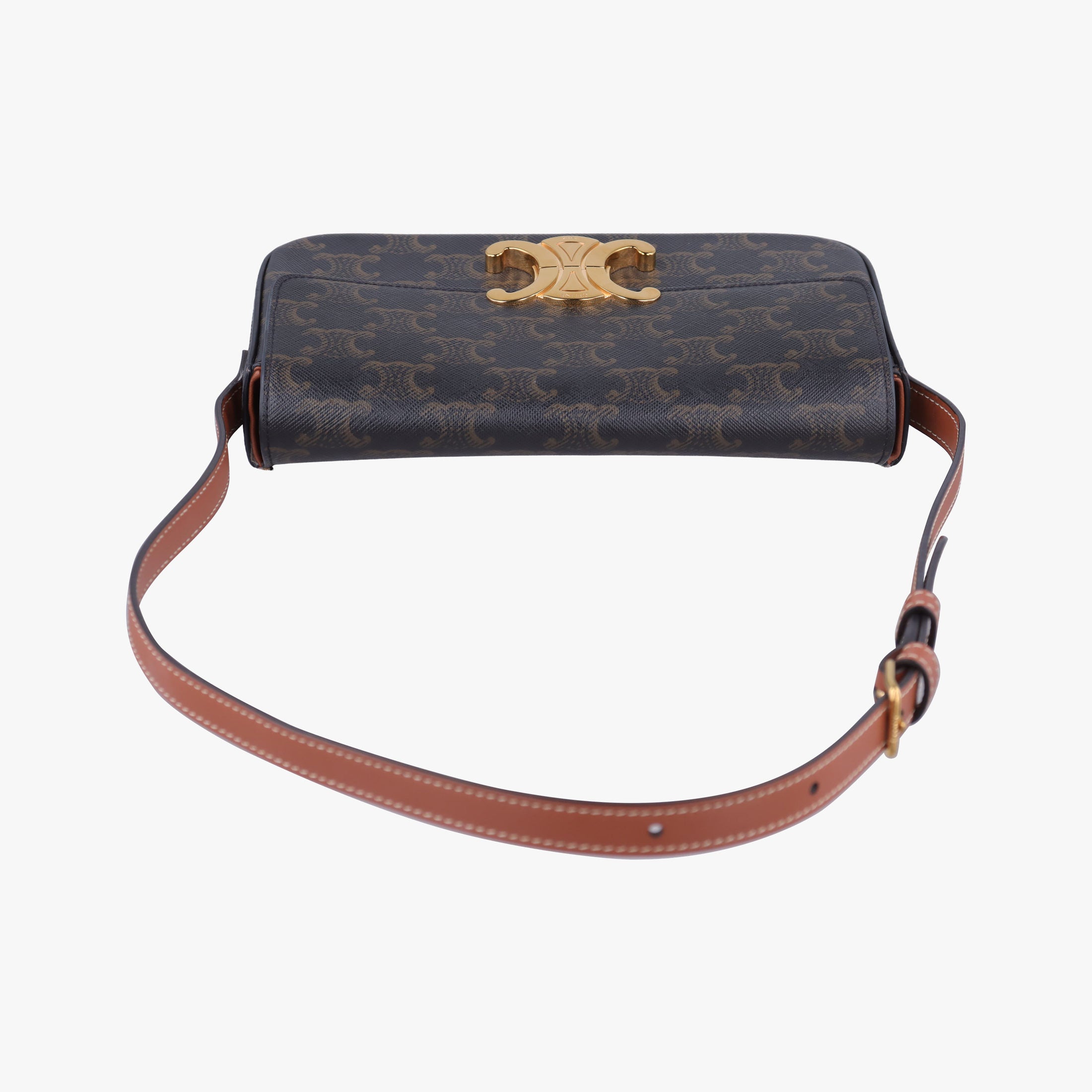 Pre-owned Celine Claude TRIOMPHE Brown PVC coated canvas  shoulderbag | stylenewstar