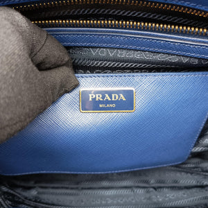 Pre-owned Prada Galleria Blue SAFFIANO Leather BN2274 shoulderbag | stylenewstar