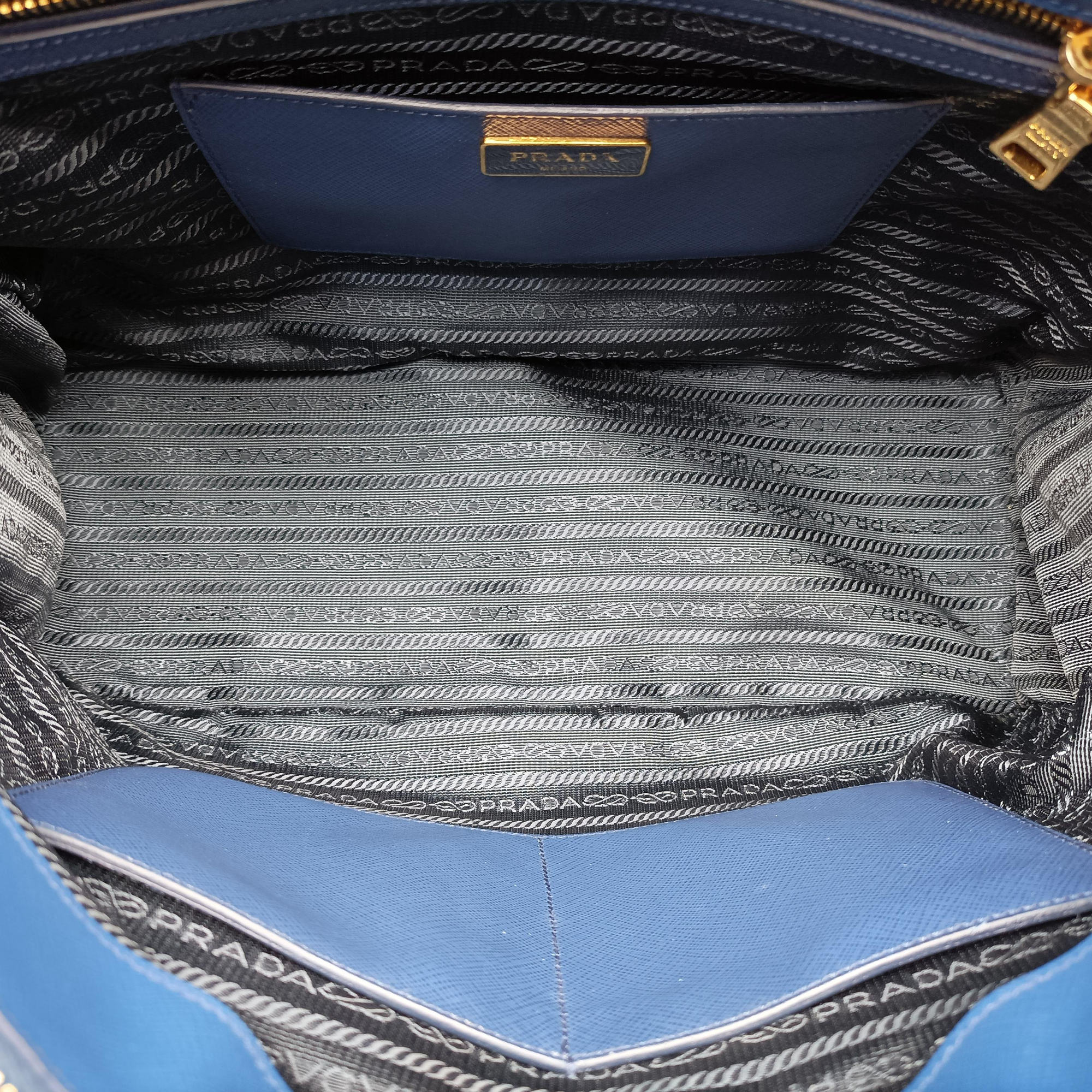 Pre-owned Prada Galleria Blue SAFFIANO Leather BN2274 shoulderbag | stylenewstar