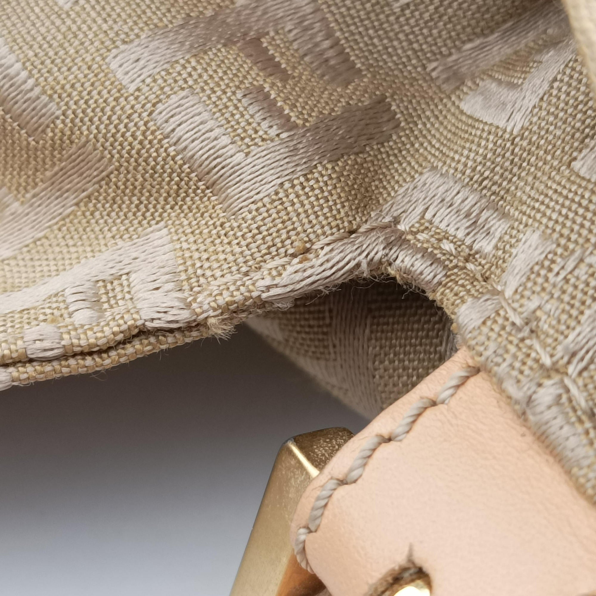 Pre-owned Fendi Baguette Zucchino Beige canvas×leather 8BR001 shoulderbag | stylenewstar