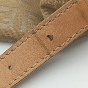 Pre-owned Fendi Baguette Zucchino Beige canvas×leather 8BR001 shoulderbag | stylenewstar