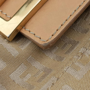 Pre-owned Fendi Baguette Zucchino Beige canvas×leather 8BR001 shoulderbag | stylenewstar