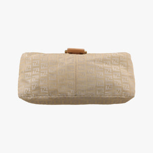 Pre-owned Fendi Baguette Zucchino Beige canvas×leather 8BR001 shoulderbag | stylenewstar