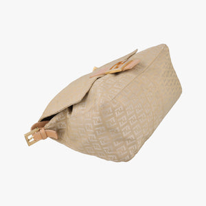 Pre-owned Fendi Baguette Zucchino Beige canvas×leather 8BR001 shoulderbag | stylenewstar